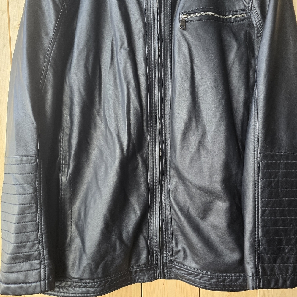 Britches Black Faux Leather Lined Zip Up Jacket Mens 2X - Picture 3 of 11